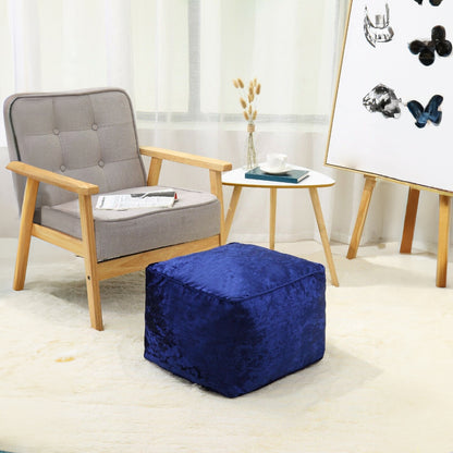 Fully Filled Velvet Bean Bag Footstool – Cube Pouffe Seat, 40×40×30cm, Soft Crush Velvet, Square Shape, Ideal as Foot Rest or Extra Seating