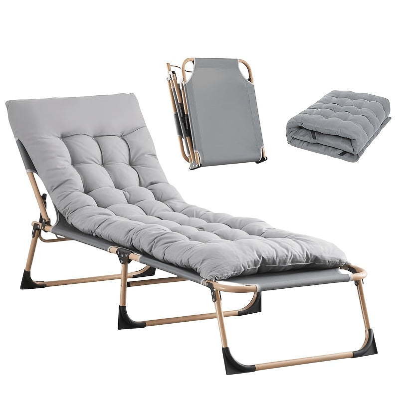Camping Bed with Foldable, 150kg, Folding Mattress Side Pocket Portable Adult - 176*54*30cm with gray soft pad option