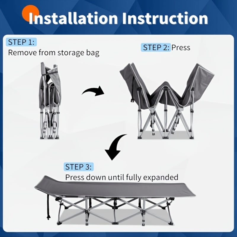 Camping Bed with Foldable, 150kg, Folding Mattress Side Pocket Portable Adult - product gallery image 3