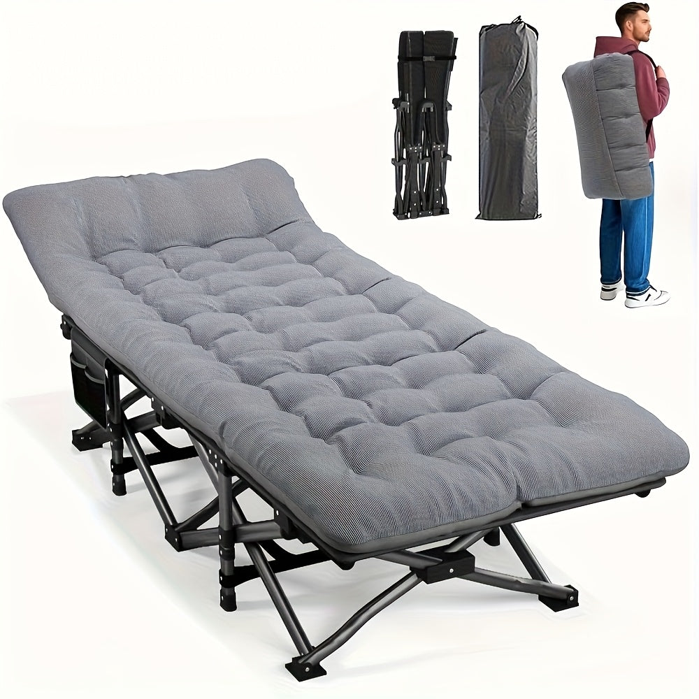 Camping Bed with Foldable, 150kg, Folding Mattress Side Pocket Portable Adult