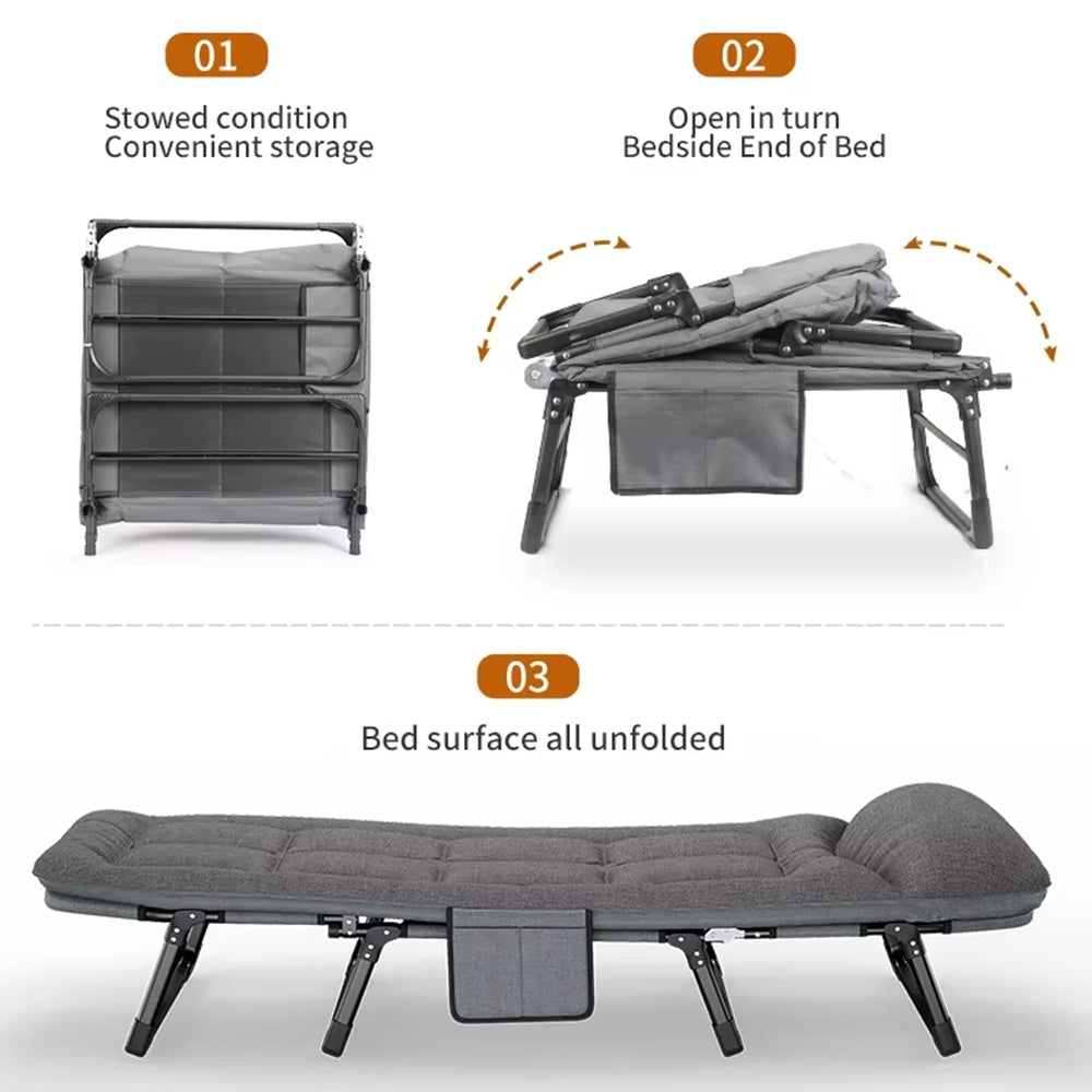 Camping Bed with Foldable, Padded Folding Multi-Position Recliner - product gallery image 4