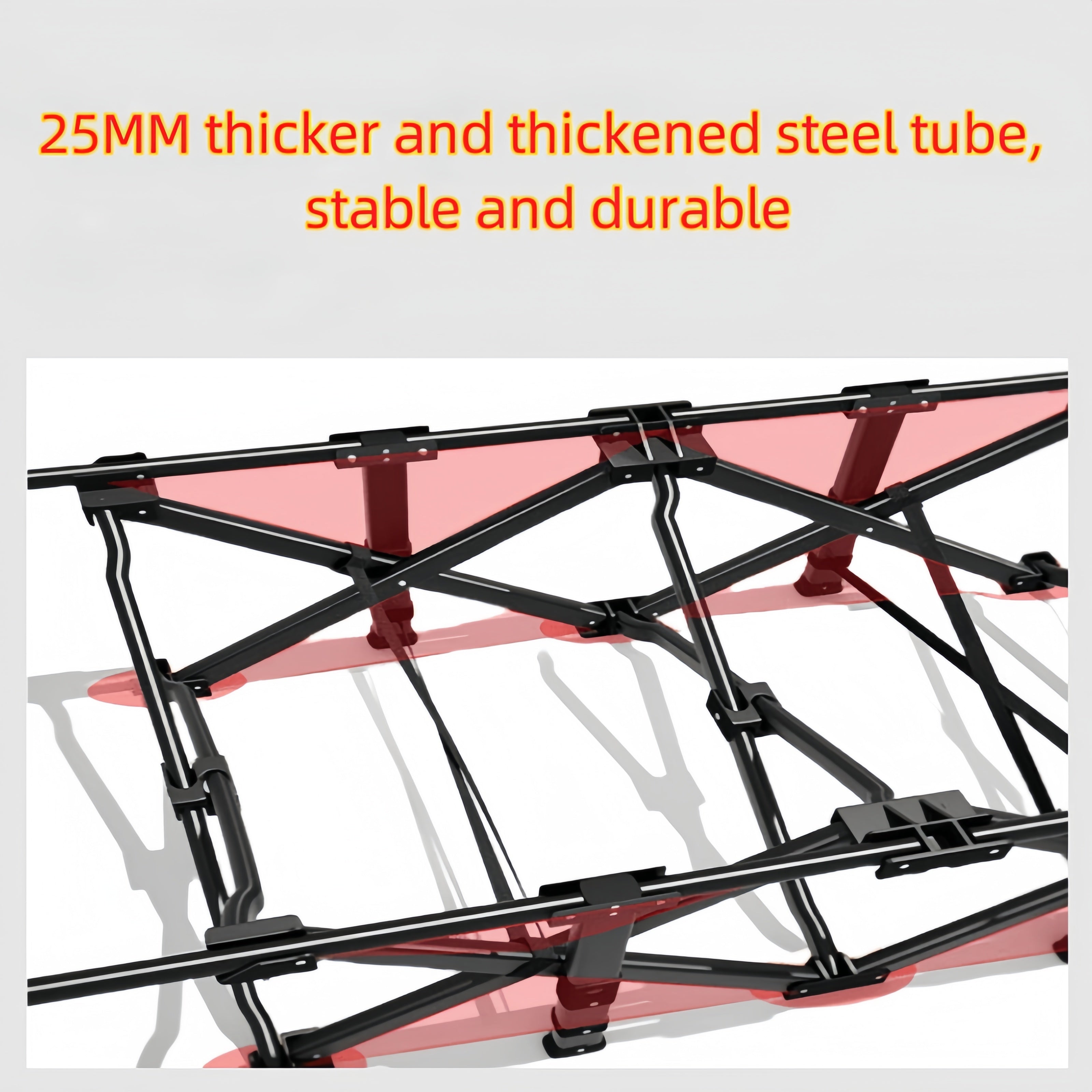 Camping Beds & Cot with Foldable, Cotton, Extra Wide Folding Bed X-Frame Iron - product gallery image 4