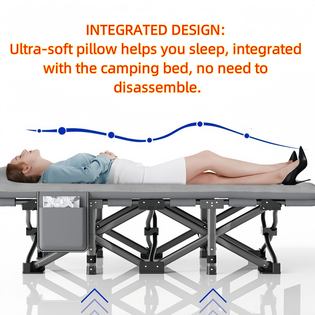 Camping Beds & Cot with Foldable, Cotton, Extra Wide Folding Bed X-Frame Iron - product gallery image 5