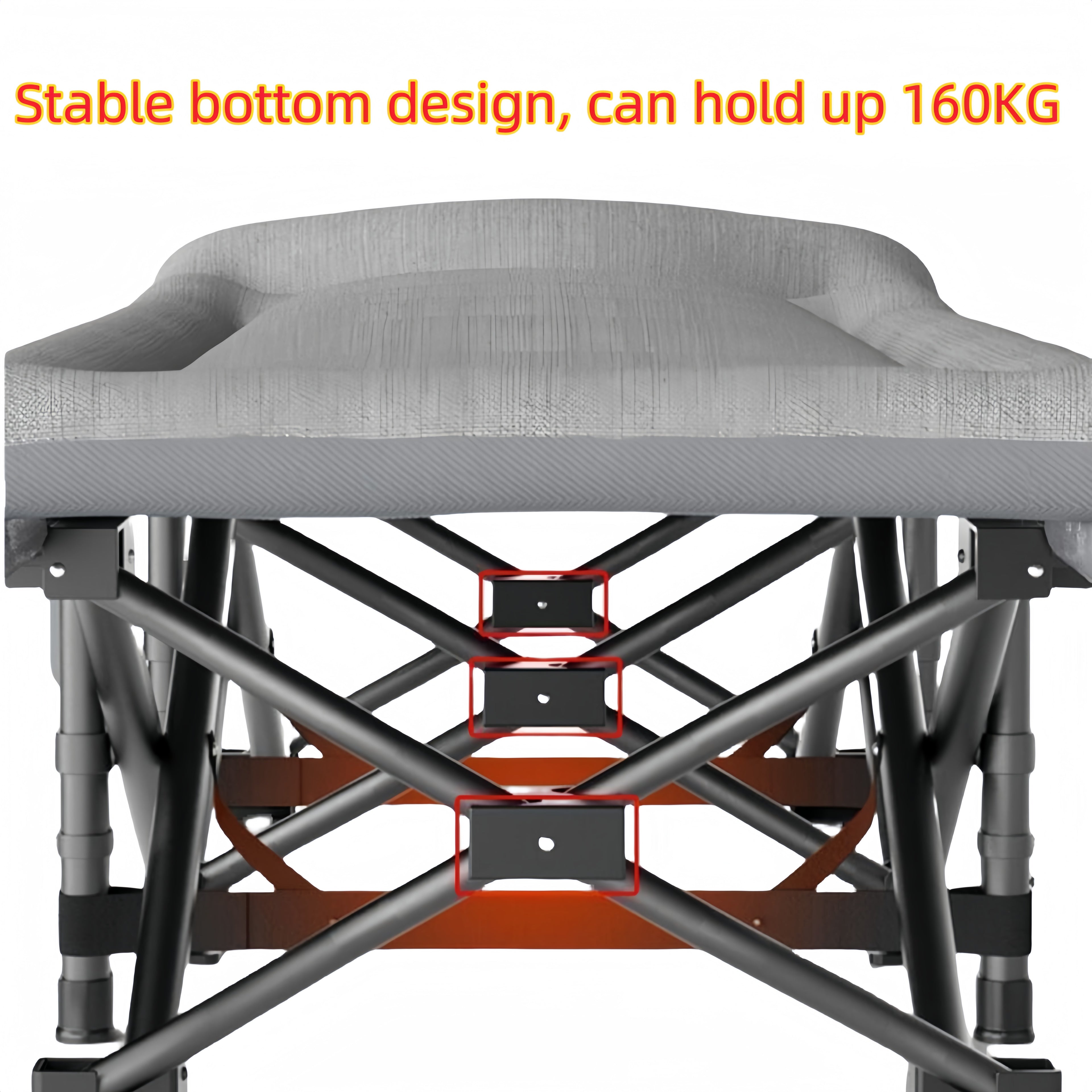 Camping Beds & Cot with Foldable, Cotton, Extra Wide Folding Bed X-Frame Iron - product gallery image 7
