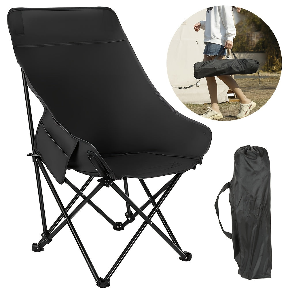 Camping Chair with Foldable, Non-Slip, Metal, Black - Black option