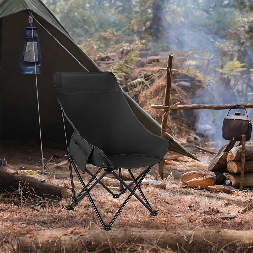 Camping Chair with Foldable, Non-Slip, Metal, Black - product gallery image 3