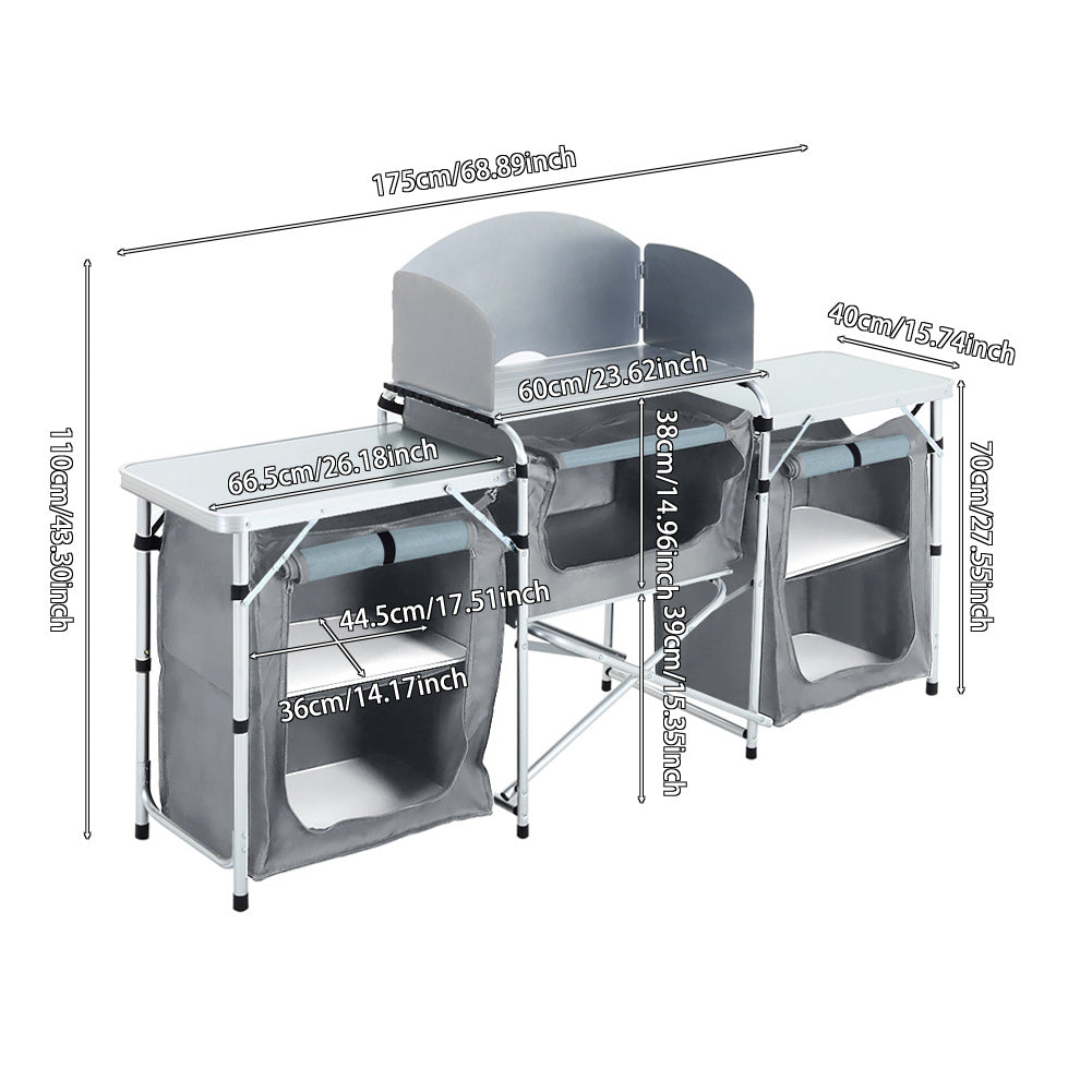 Camping Kitchen & Outdoor Storage with Foldable, 165* 52 *104 cm - product gallery image 3
