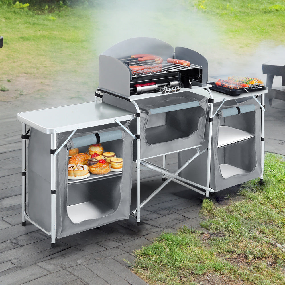 Camping Kitchen & Outdoor Storage with Foldable, 165* 52 *104 cm