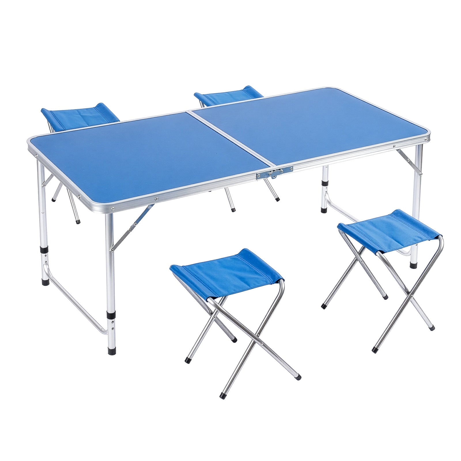 Camping Table Set with Foldable, Five-Piece Folding Four Stools - blue option
