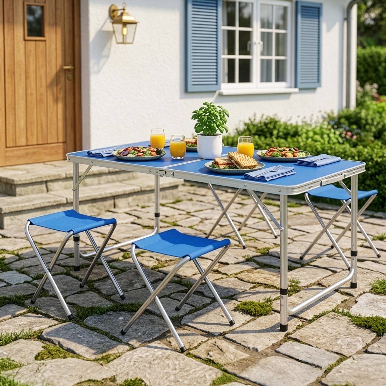 Camping Table Set with Foldable, Five-Piece Folding Four Stools - product gallery image 10