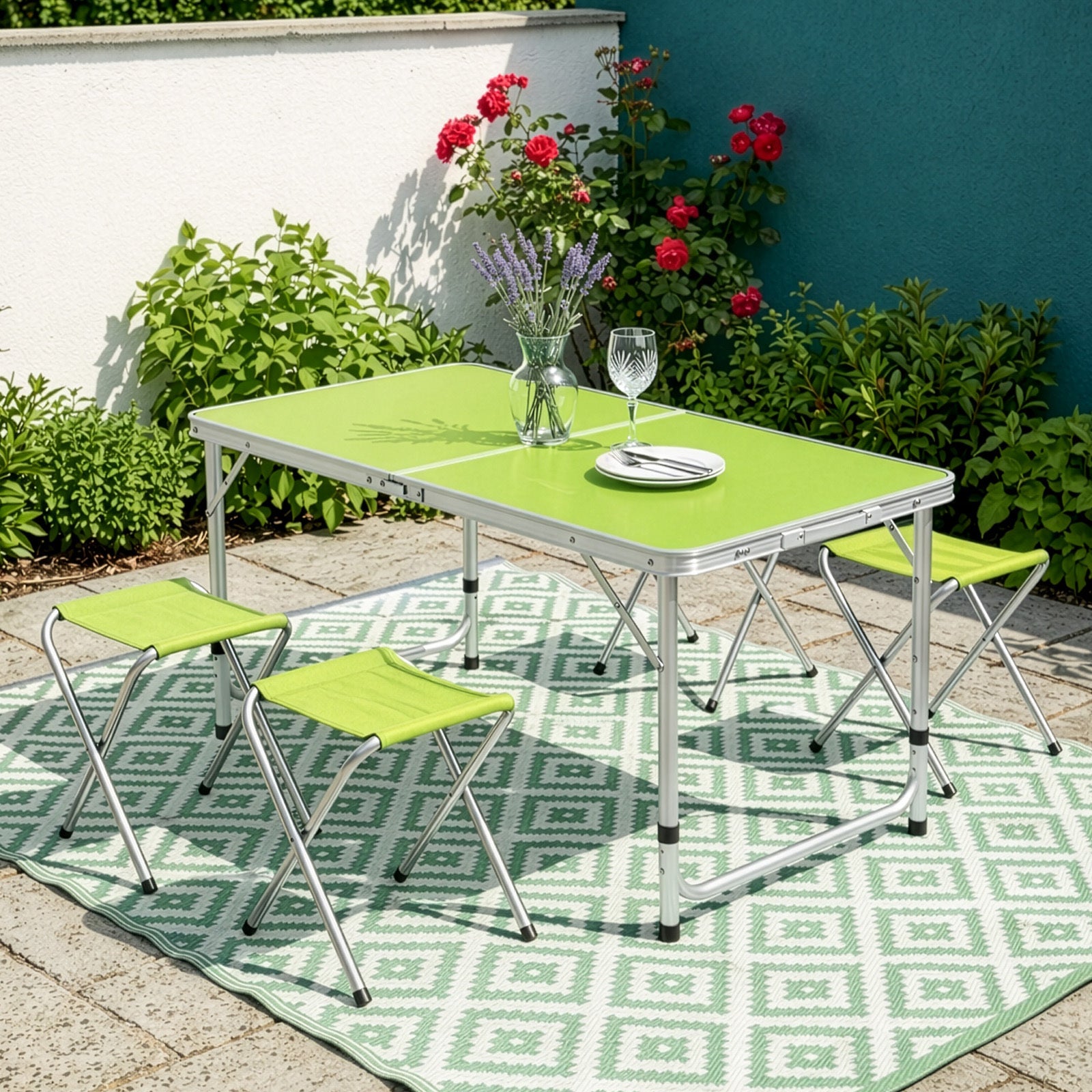 Camping Table Set with Foldable, Five-Piece Folding Four Stools - product gallery image 13