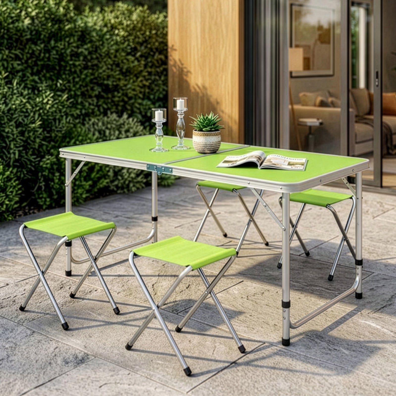 Camping Table Set with Foldable, Five-Piece Folding Four Stools - product gallery image 14