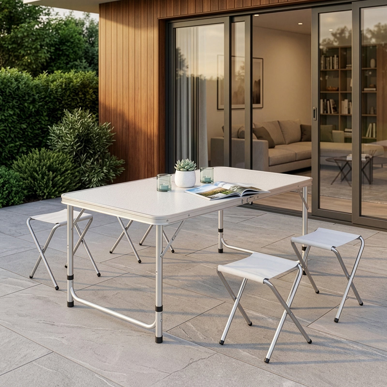 Camping Table Set with Foldable, Five-Piece Folding Four Stools - product gallery image 4