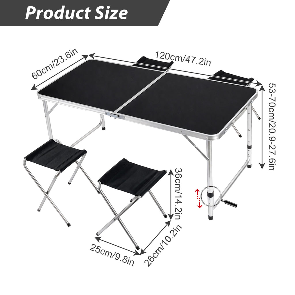 Camping Table Set with Foldable, Five-Piece Folding Four Stools - product gallery image 5