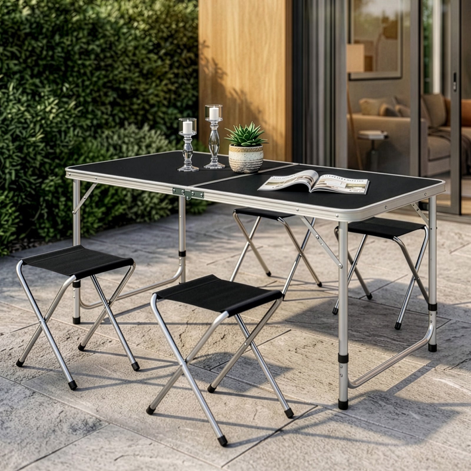 Camping Table Set with Foldable, Five-Piece Folding Four Stools - product gallery image 7