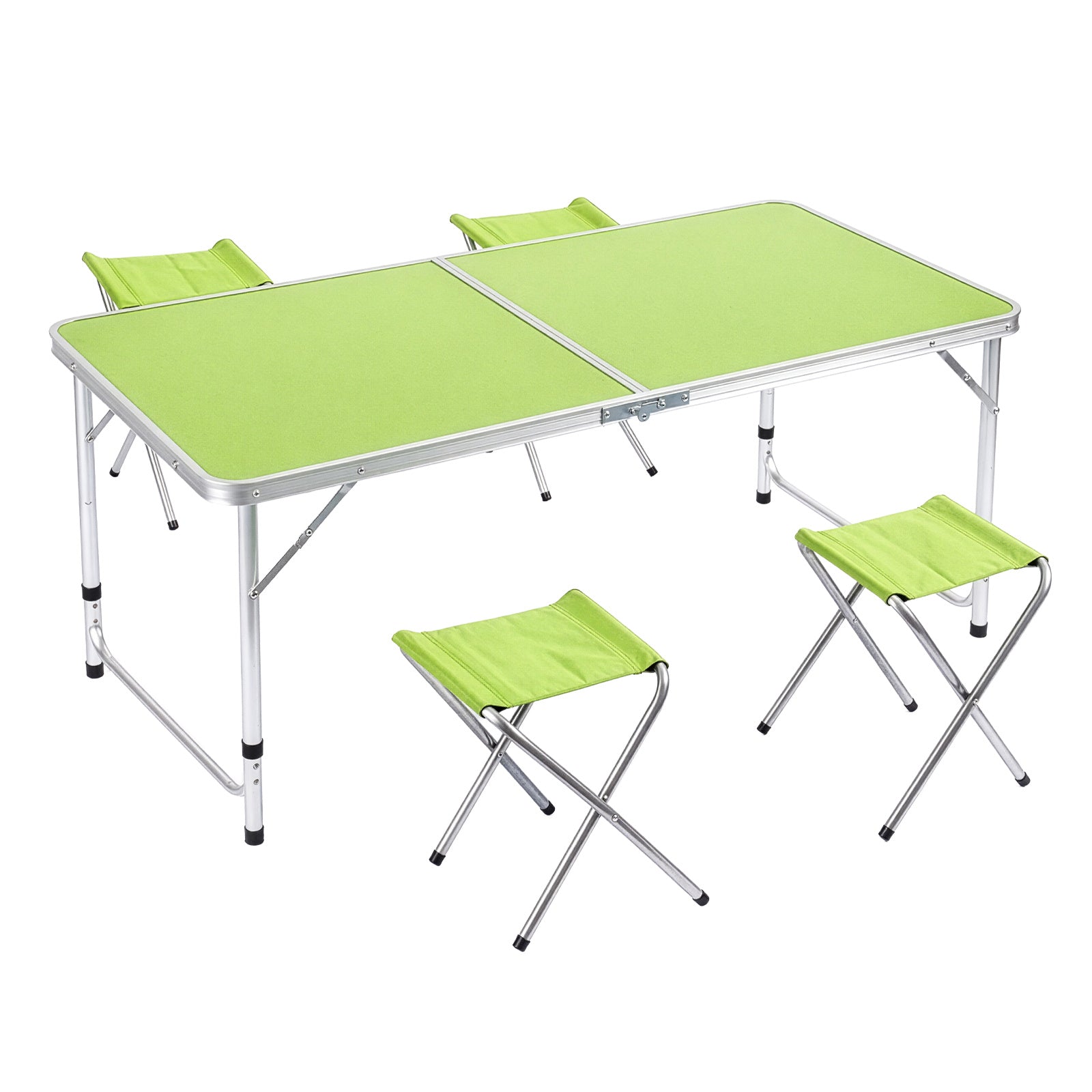 Camping Table Set with Foldable, Five-Piece Folding Four Stools - green option