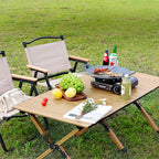 Camping Table with Foldable, 100KG, Carbon Steel, Roll-Up Folding Woodgrain Carbon Steel - product gallery image 5
