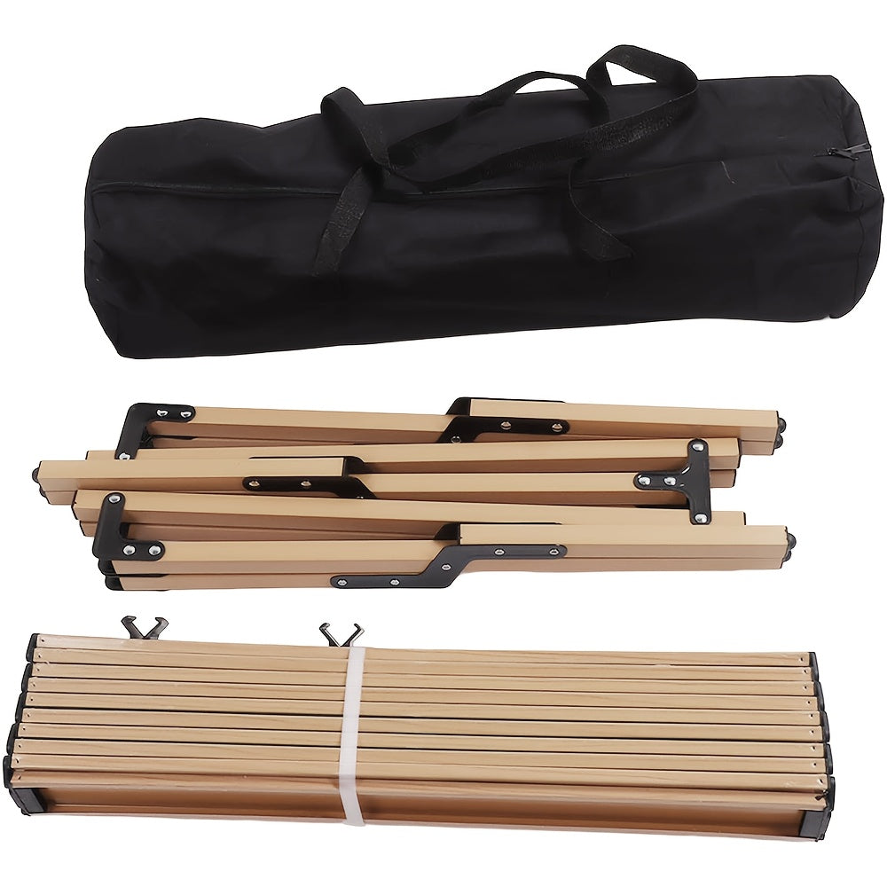 Camping Table with Foldable, 100KG, Carbon Steel, Roll-Up Folding Woodgrain Carbon Steel - product gallery image 6