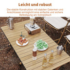 Camping Table with Foldable, 100KG, Carbon Steel, Roll-Up Folding Woodgrain Carbon Steel - product gallery image 9