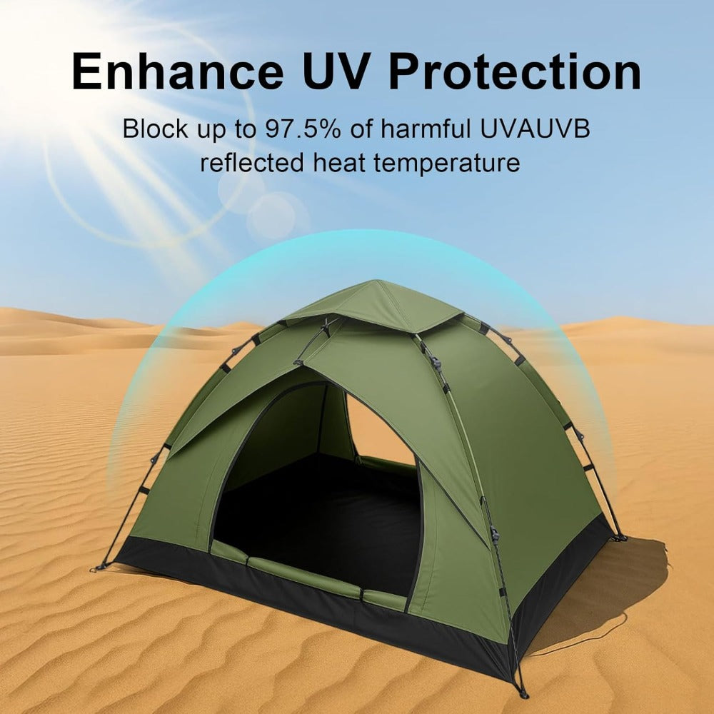 Camping Tent with 200cm, Compact Pop-Up Green Shelter - product gallery image 5