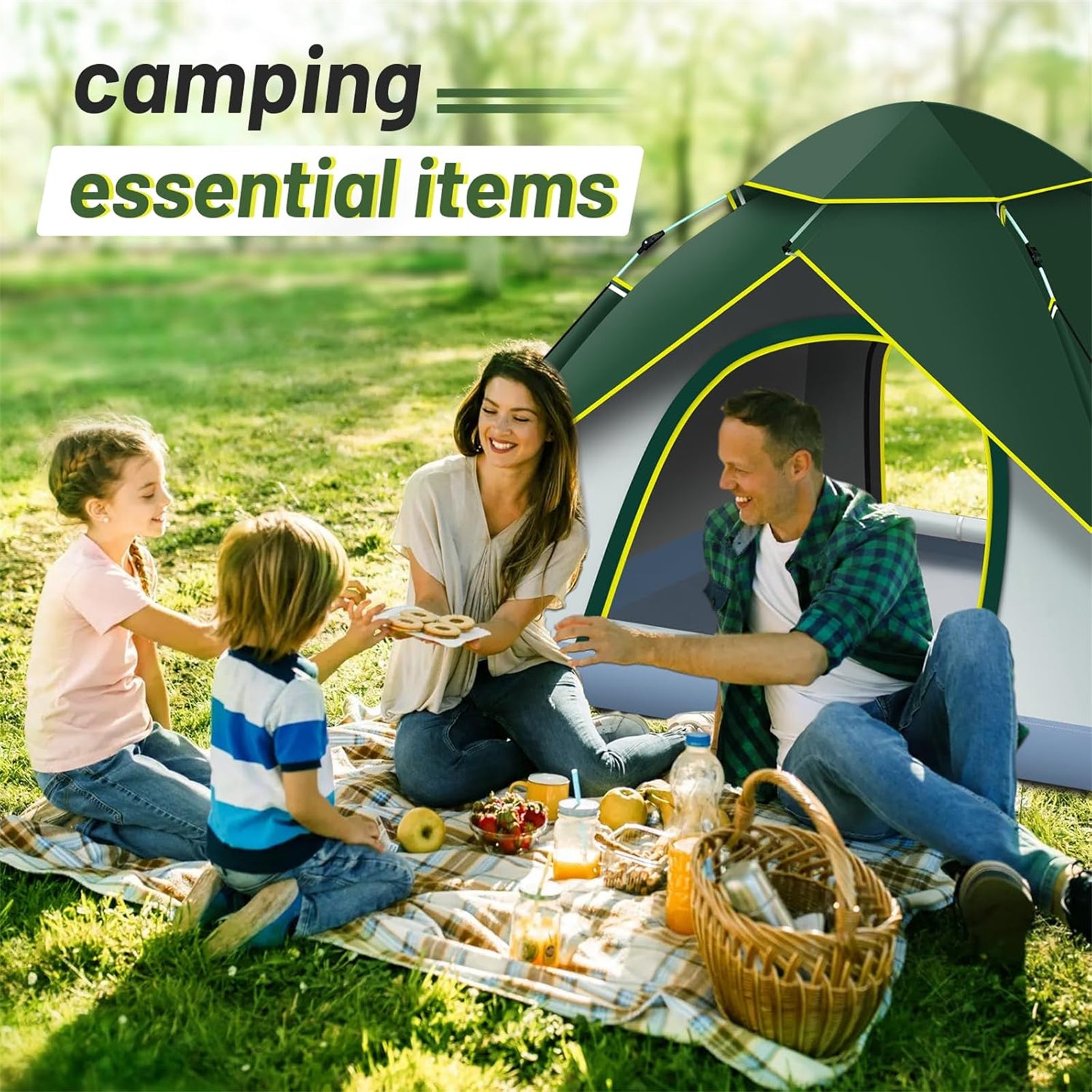 Camping Tent with Person Automatic Doors Windows Oxford Fabric - product gallery image 6