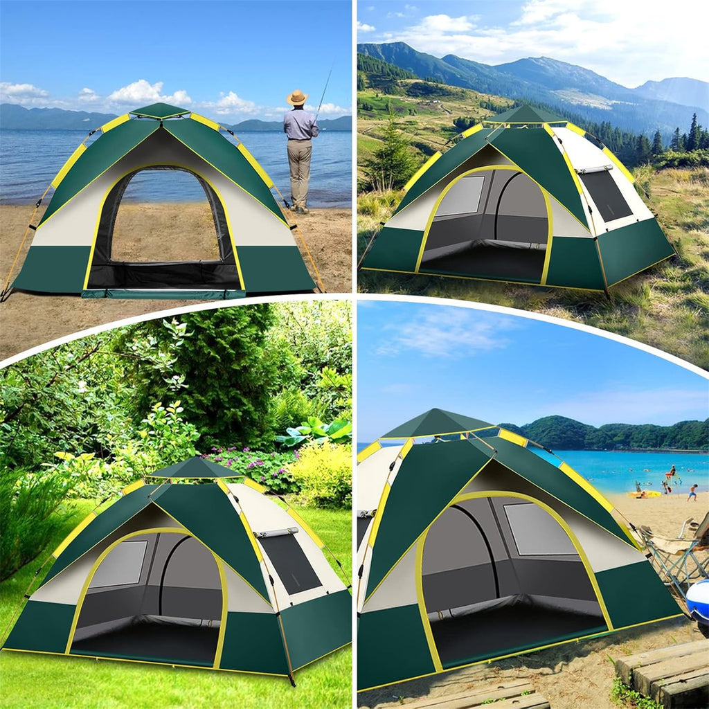 Camping Tent with Person Automatic Doors Windows Oxford Fabric - product gallery image 7