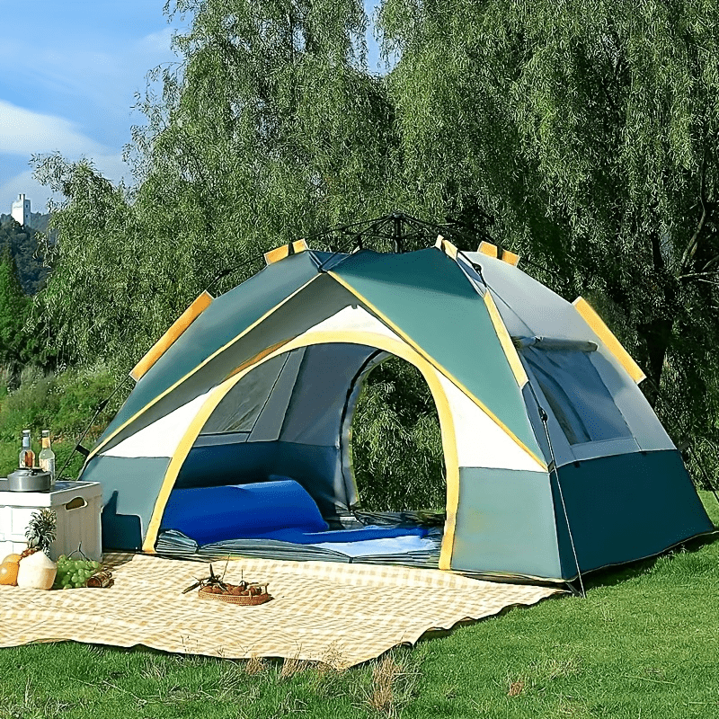 Camping Tent with Person Automatic Doors Windows Oxford Fabric