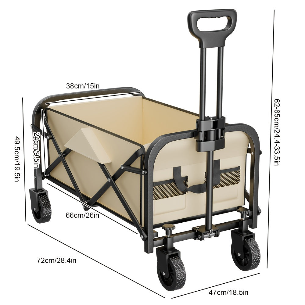 Camping Trolley with Foldable, Telescopic Handle, Wheels, 200kg - Beige Color option