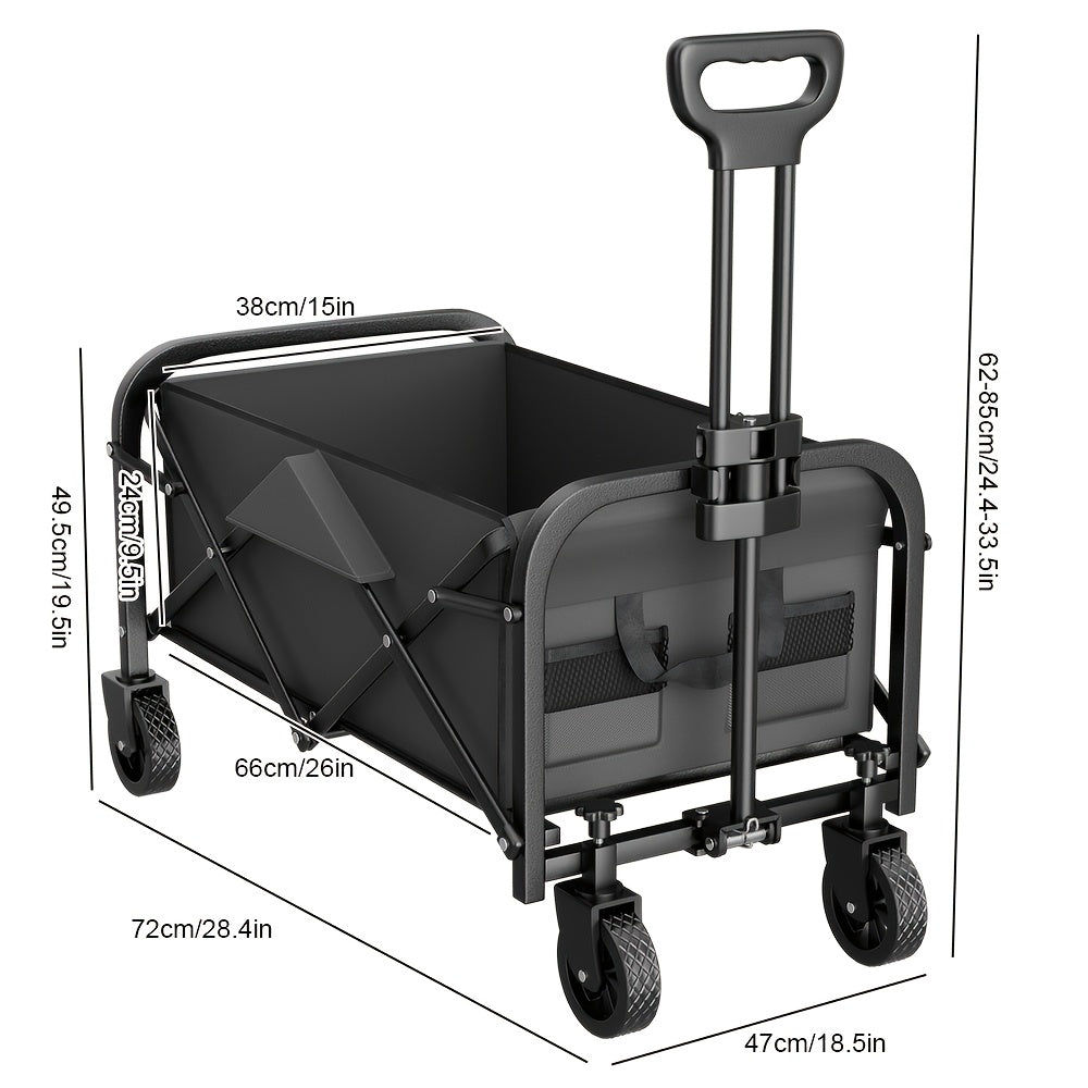 Camping Trolley with Foldable, Telescopic Handle, Wheels, 200kg - Black option