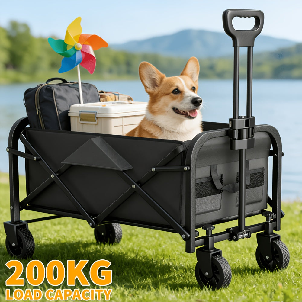 Camping Trolley with Foldable, Telescopic Handle, Wheels, 200kg - product gallery image 2