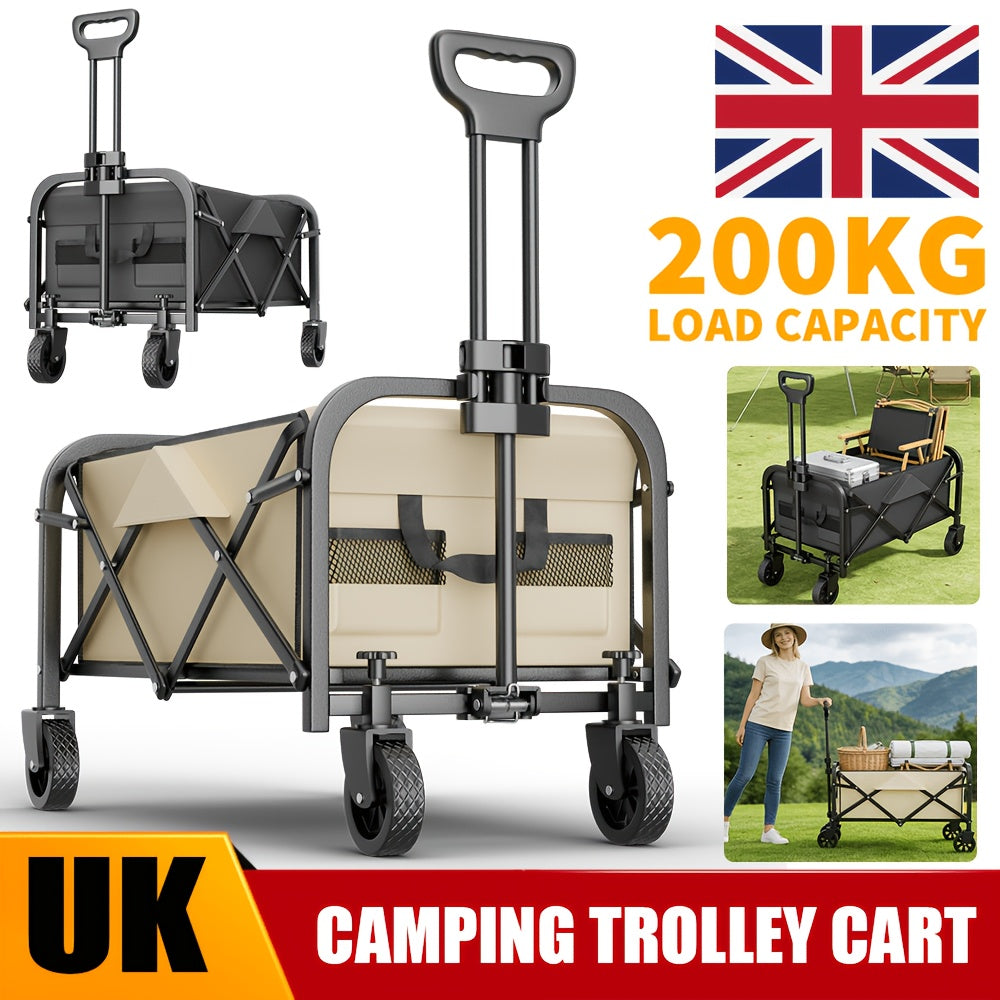Camping Trolley with Foldable, Telescopic Handle, Wheels, 200kg