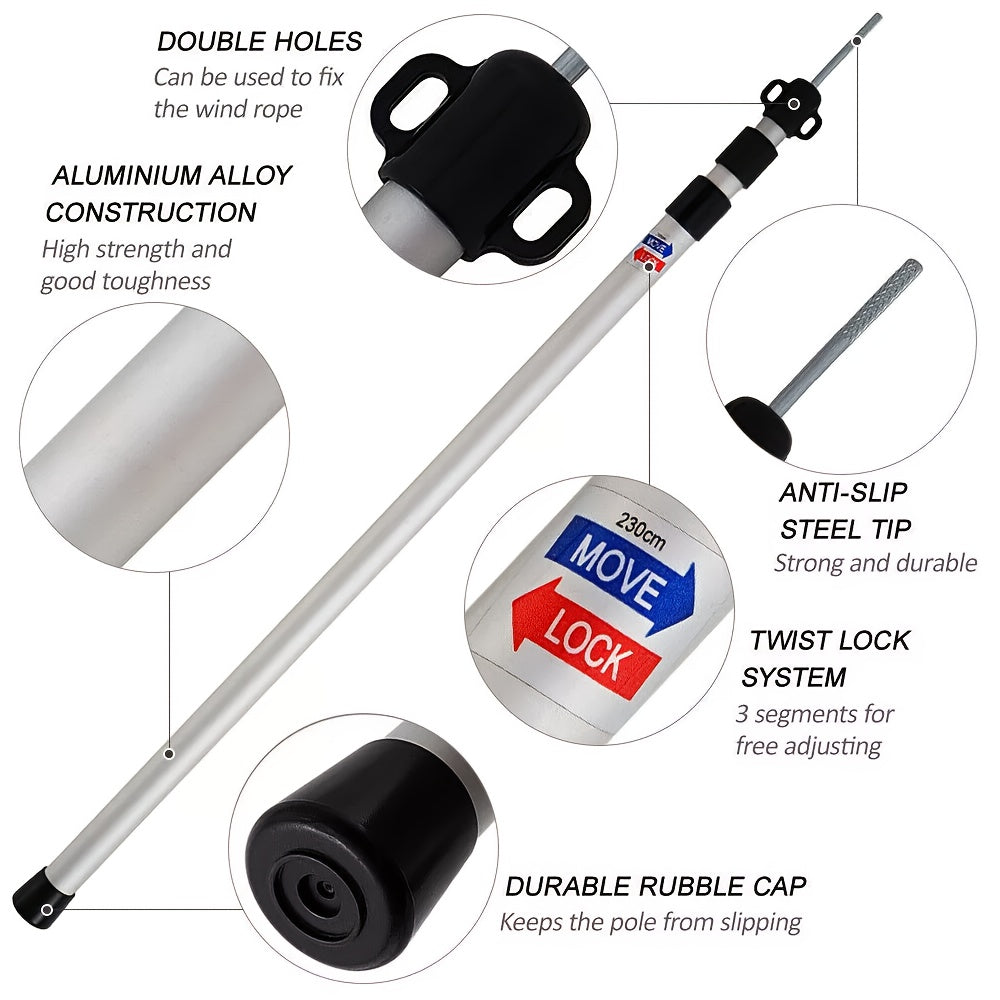 Canopy Pole with Foldable, Adjustable Height, 2.3M, 0.9-2.3M - product gallery image 7