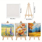 Canvas Art Set with Acrylic, 12 Pack, Mini Easels Brushes 10x10cm Boards Painting - product gallery image 2