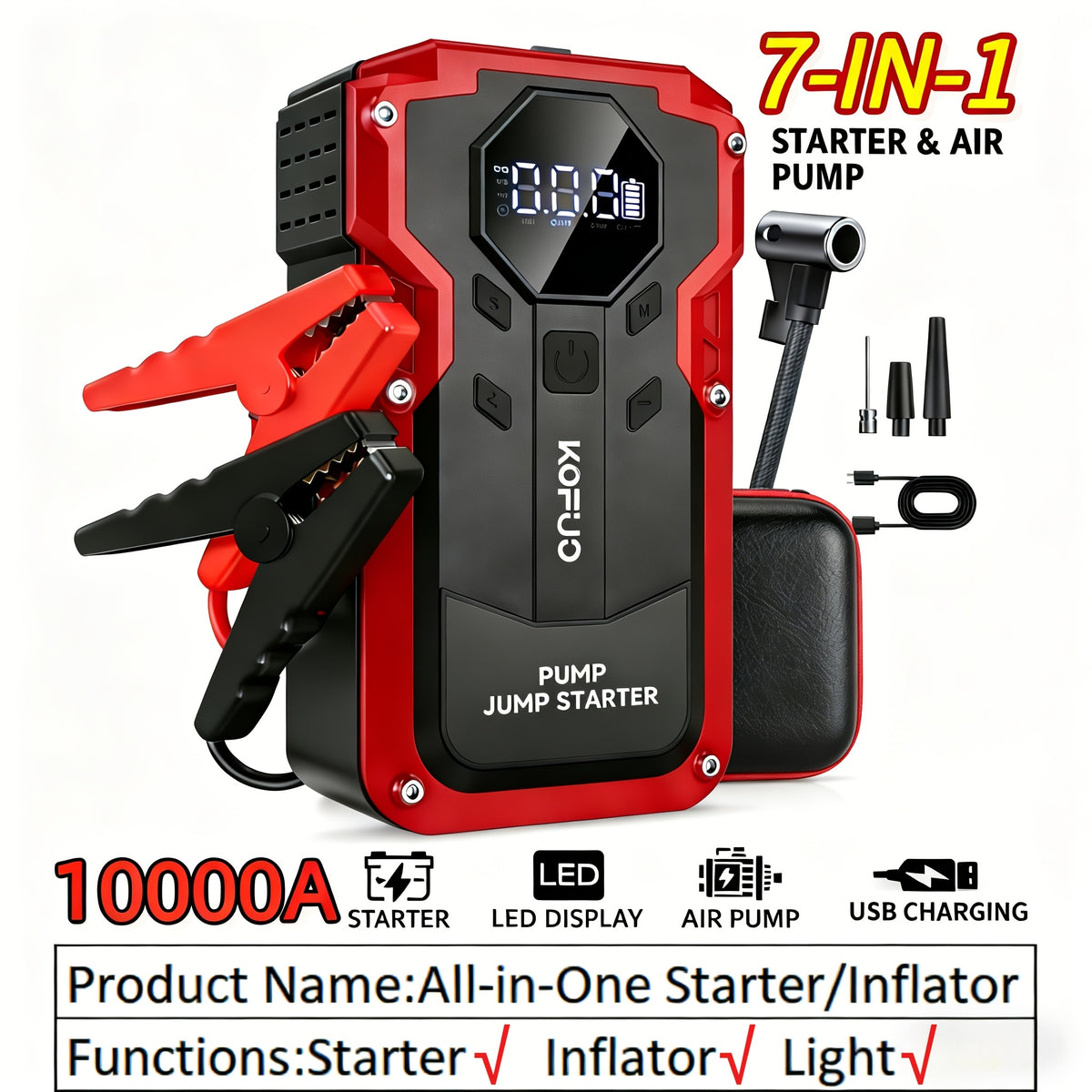 Car Jump Starter with 5000A/10000A Peak 12V Battery Booster Box - product gallery image 7