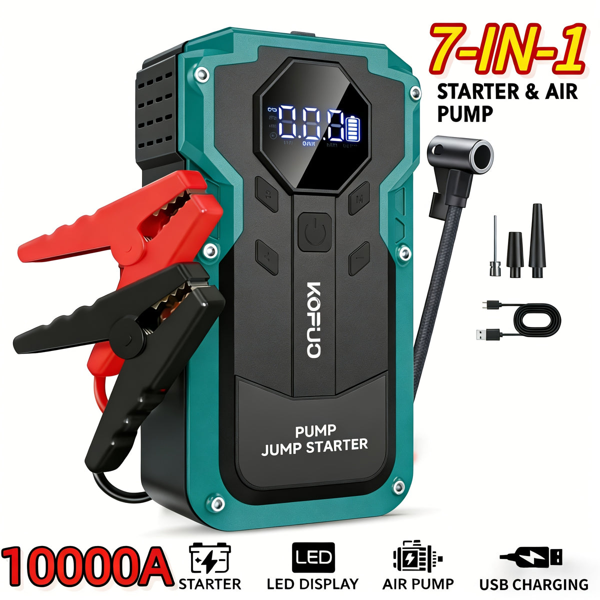 Car Jump Starter with 5000A/10000A Peak 12V Battery Booster Box