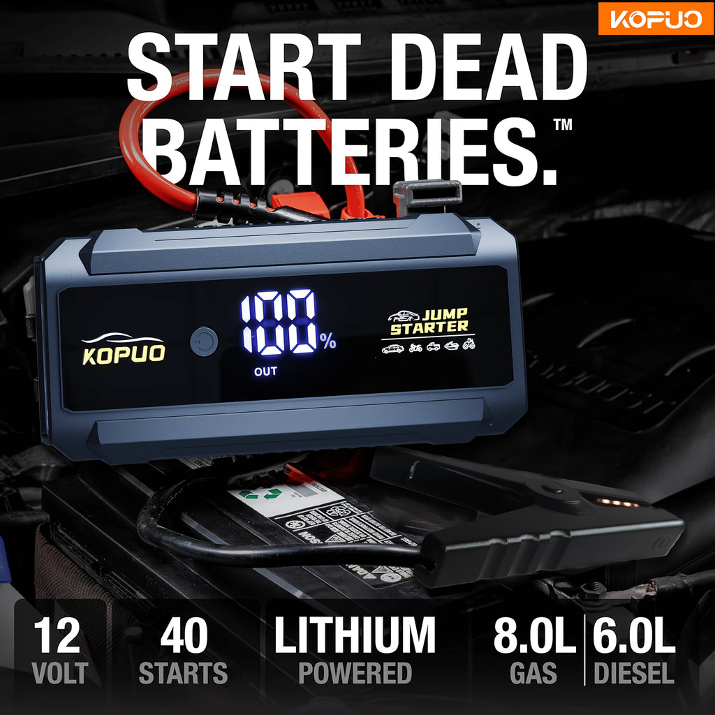 Car Jump Starter with Jump Starter with Display, KOPUO 5000A Peak Portable 12V Battery - product gallery image 3