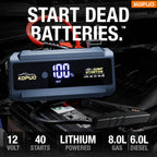 Car Jump Starter with Jump Starter with Display, KOPUO 5000A Peak Portable 12V Battery - product gallery image 3