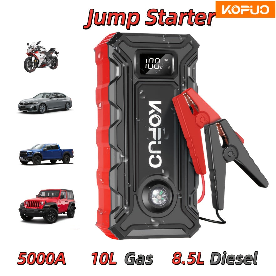 Car Jump Starter with KOPUO Portable 5000A Peak 2USB Type-C