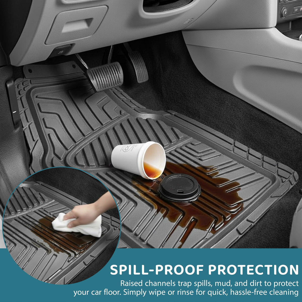 Car Mat with Non-Slip, Waterproof, 4 Piece, Heavy Duty Rubber Mats Piece Cut - product gallery image 12