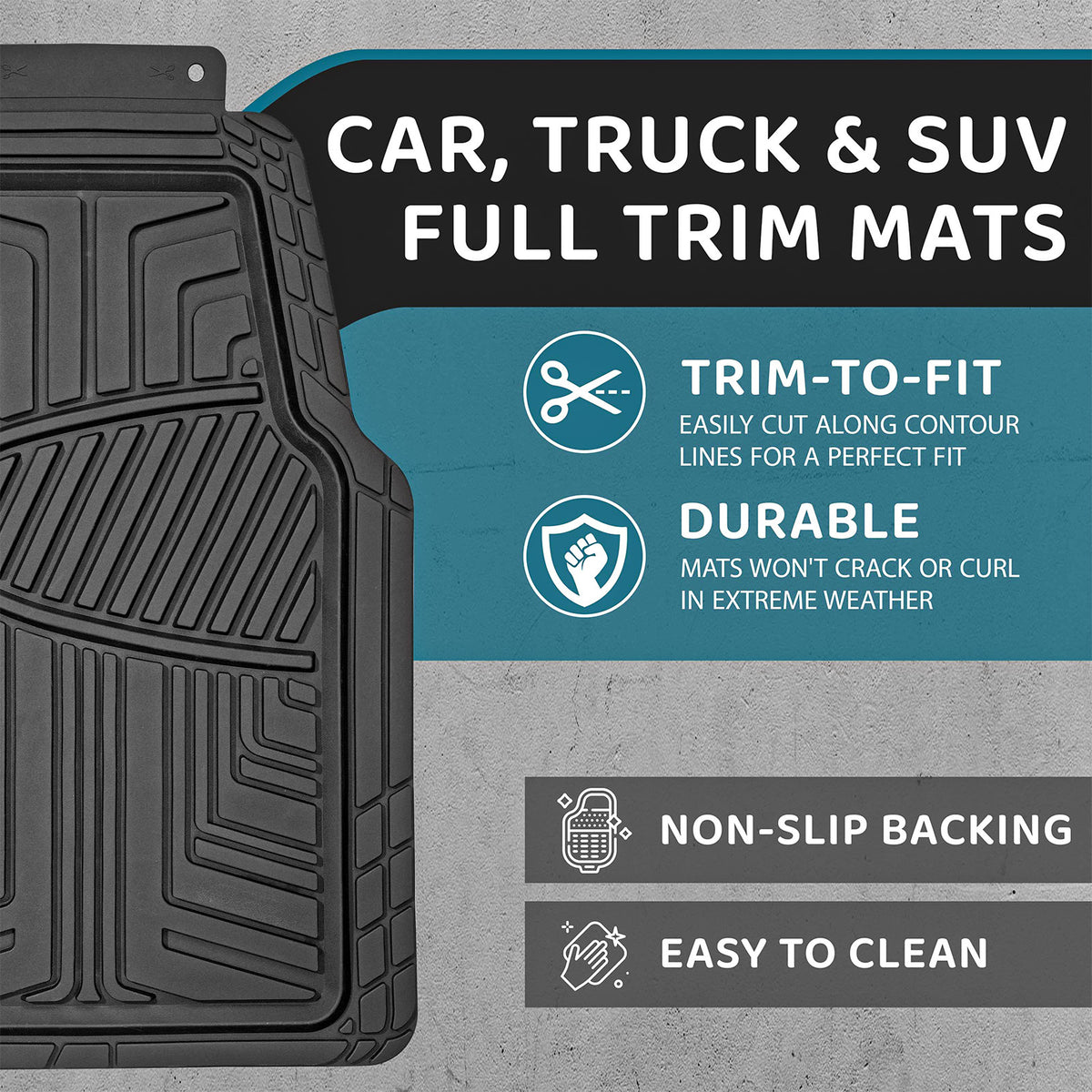Car Mat with Non-Slip, Waterproof, 4 Piece, Heavy Duty Rubber Mats Piece Cut - product gallery image 14
