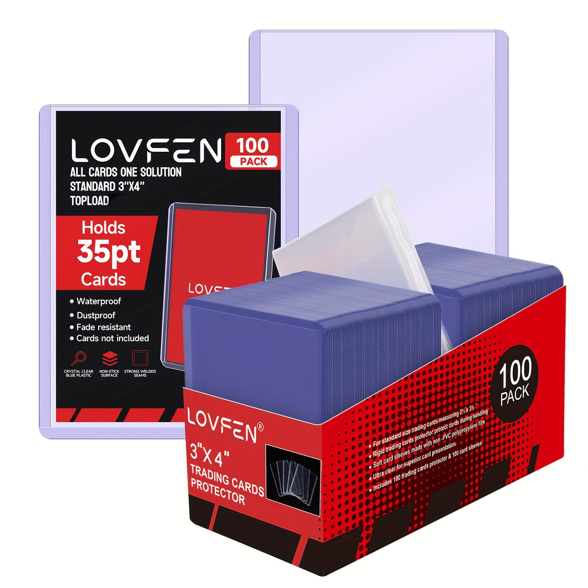 Card Top Loaders & Sleeve with Plastic, 1000 Pack for storage and organisation - 100 Top Loaders +100 Sleeves option