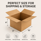 Cardboard Boxe with 25 Pack, Boxes 12x9x6 Inch Single Wall Brown - product gallery image 2