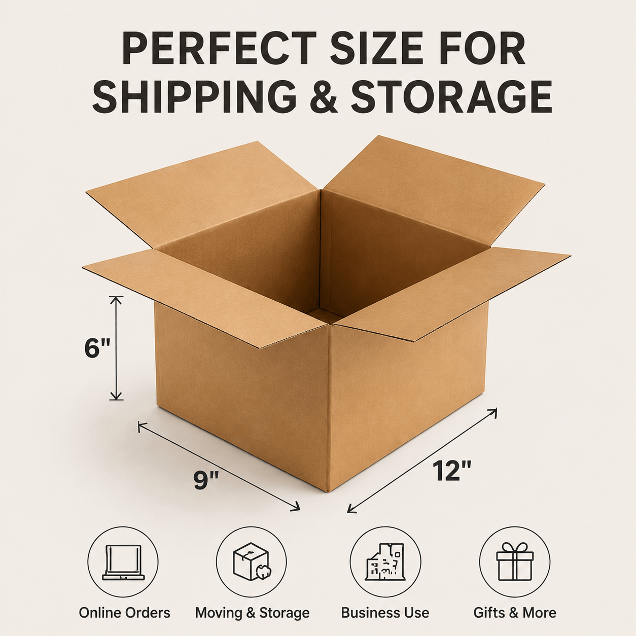 Cardboard Boxe with 25 Pack, Boxes 12x9x6 Inch Single Wall Brown - product gallery image 2