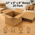 Cardboard Boxe with 25 Pack, Boxes 12x9x6 Inch Single Wall Brown