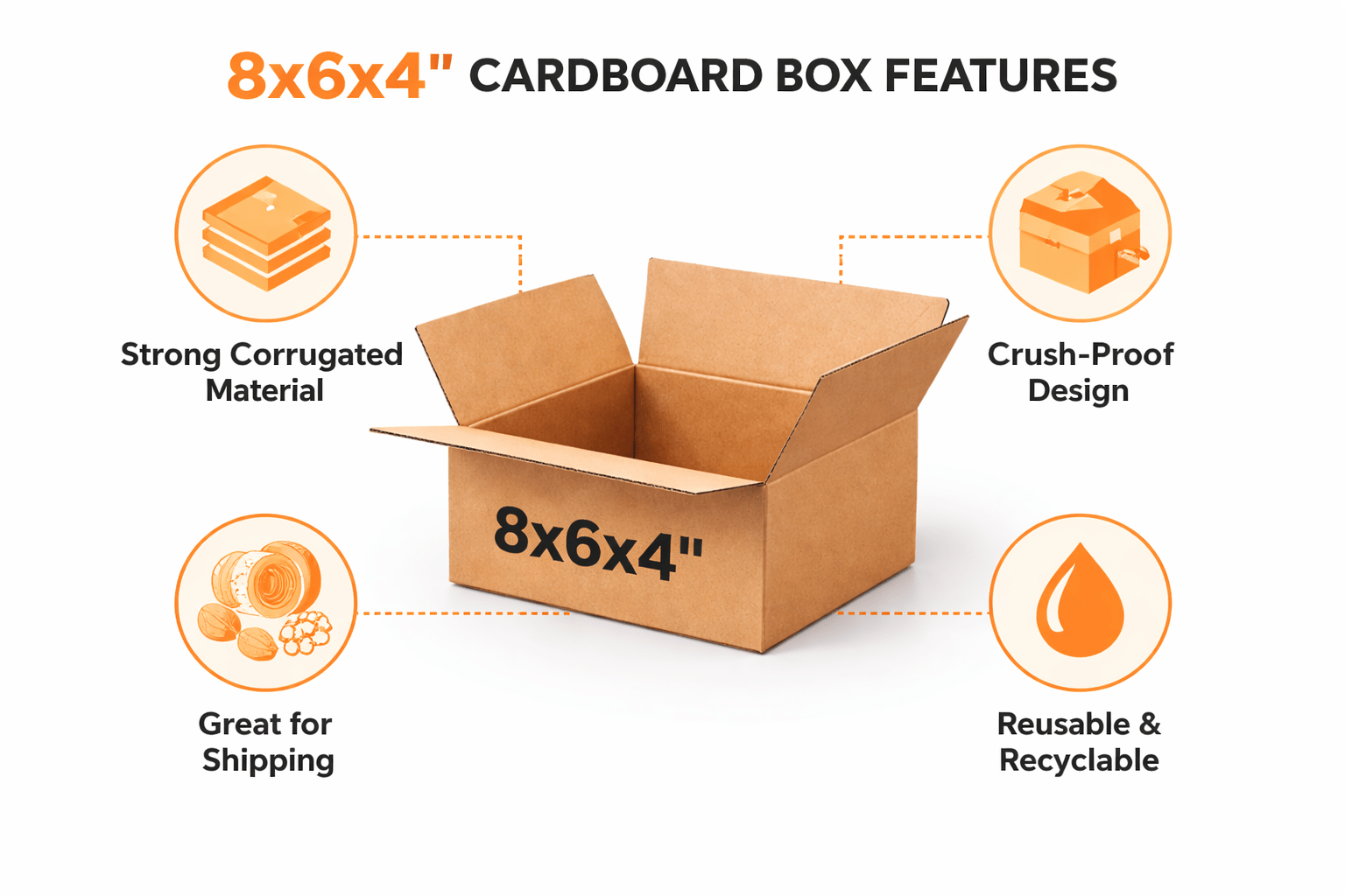Cardboard Boxe with Easy Assembly, 25 Pack, 25, Boxes 8x6x4 Inch Single Wall Small - product gallery image 10