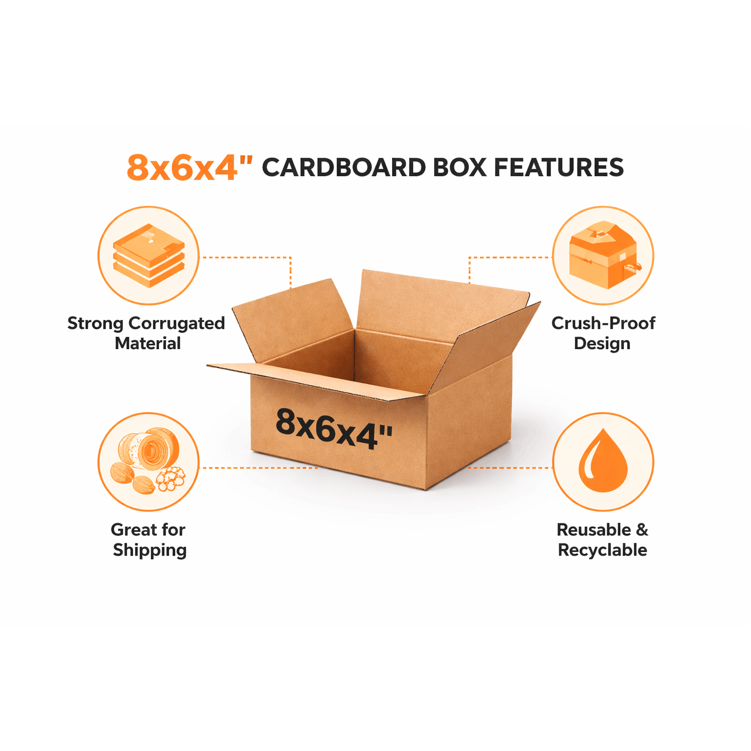 Cardboard Boxe with Easy Assembly, 25 Pack, 25, Boxes 8x6x4 Inch Single Wall Small - product gallery image 3