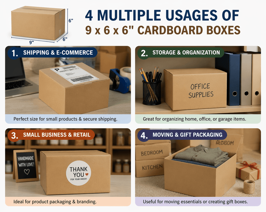 Cardboard Boxe with Easy Assembly, 25 Pack, 25, Boxes 9x6x6 Inch Single Wall Small - product gallery image 11