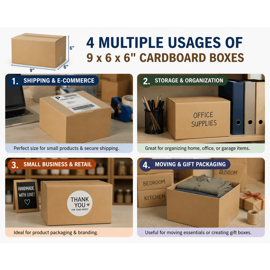 Cardboard Boxe with Easy Assembly, 25 Pack, 25, Boxes 9x6x6 Inch Single Wall Small - product gallery image 4