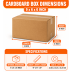 Cardboard Boxe with Easy Assembly, 25 Pack, 25, Boxes 9x6x6 Inch Single Wall Small - product gallery image 6