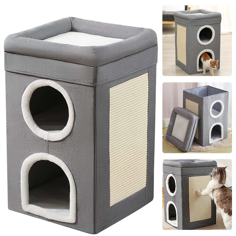 Cat Bed with Space-Saving, Foldable, Machine-Washable, Three-Layer Cat Nest - product gallery image 11